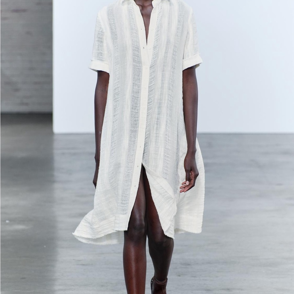 Lightweight Cream Button-Up Dress